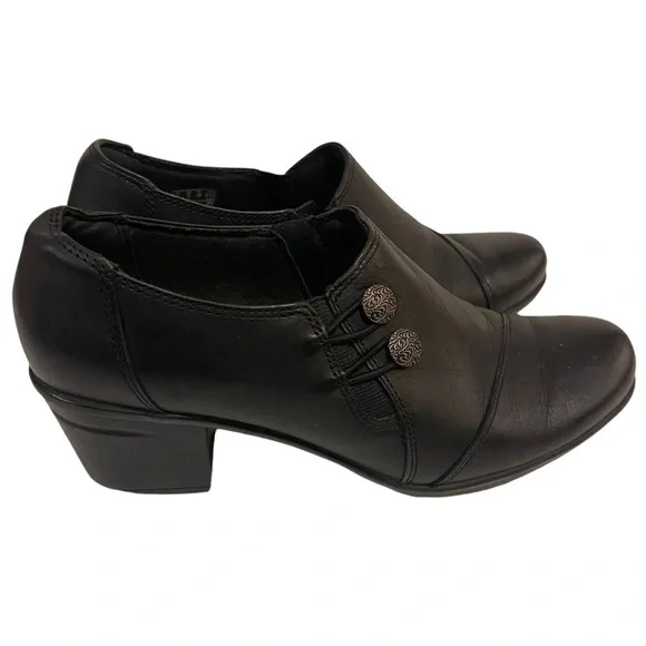 Women’s CLARKS Collection Emslie Black Leather Shoes Heels - Picture 6 of 11